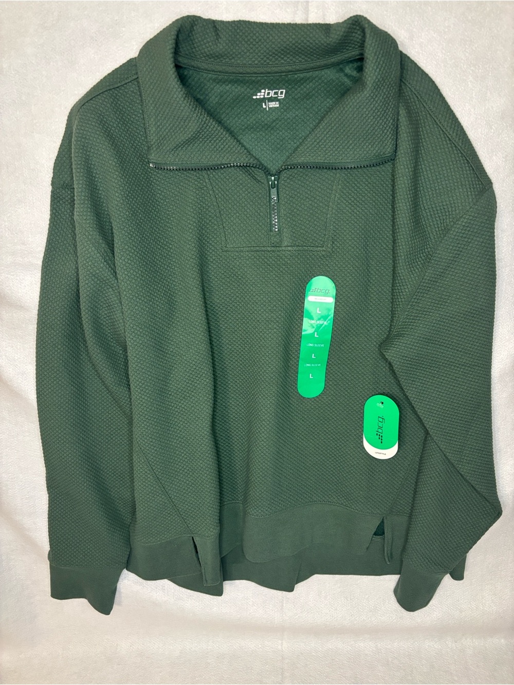 BCG Women’s Dark Green Half-Zip Pullover Sweater